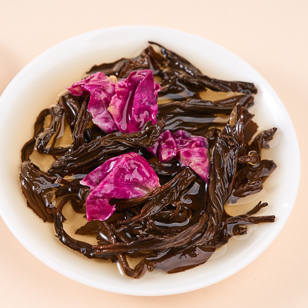 500g Rose Black Tea Naked Cake Yunnan Compressed Tea Flower Tea Pu Erh Tea