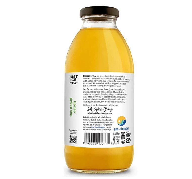 Just Ice Tea Organic Iced Tea, Honey Green Tea, 16 Ounces – Pack Of 12