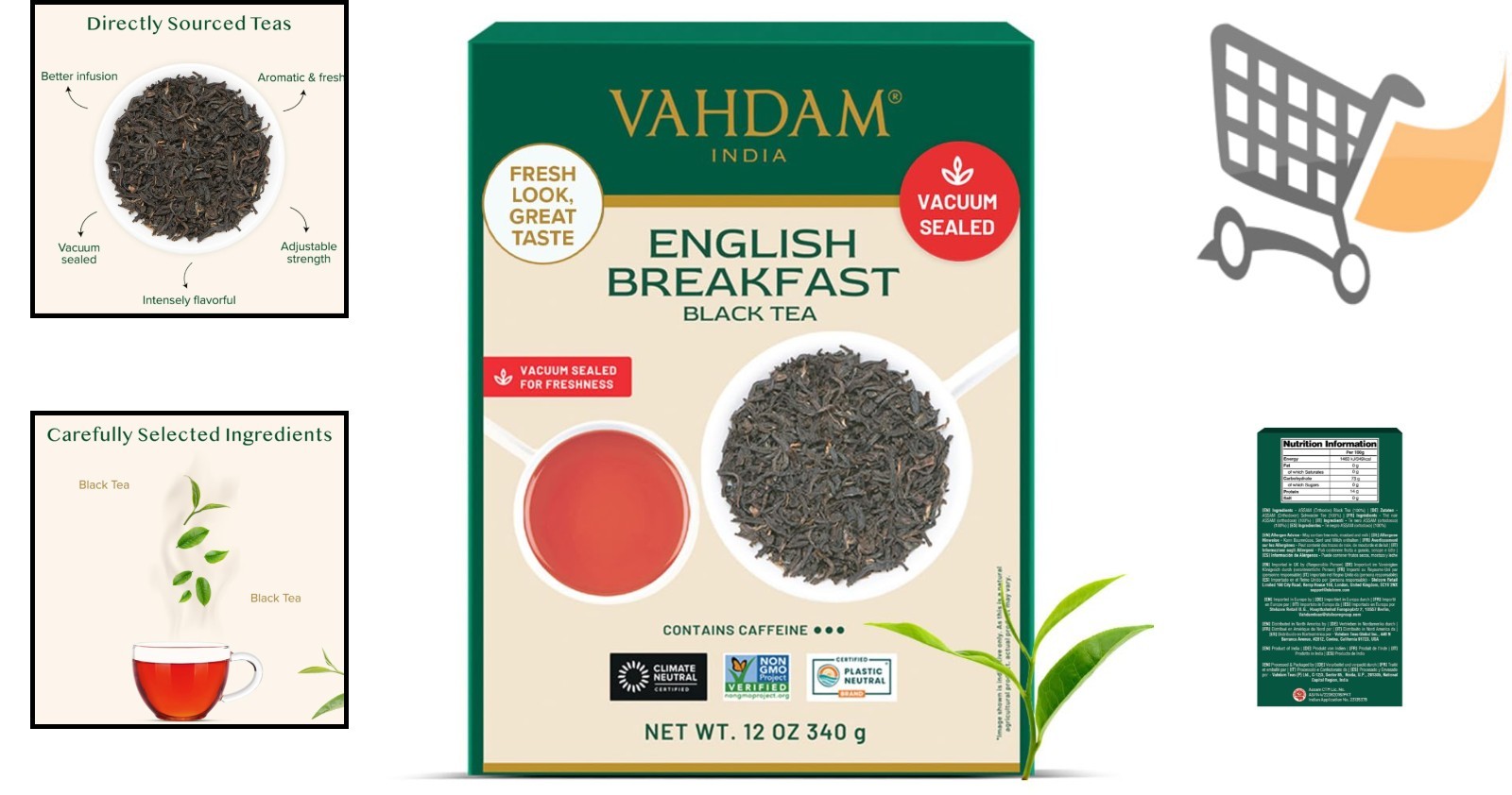English Breakfast Tea Loose Leaf 340g Strong Aromatic Black Tea Caffeinated