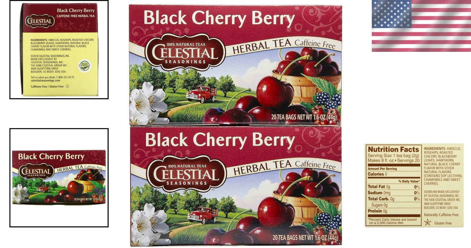Delicious Black Cherry Berry Tea – 20 Count (Pack of 2)