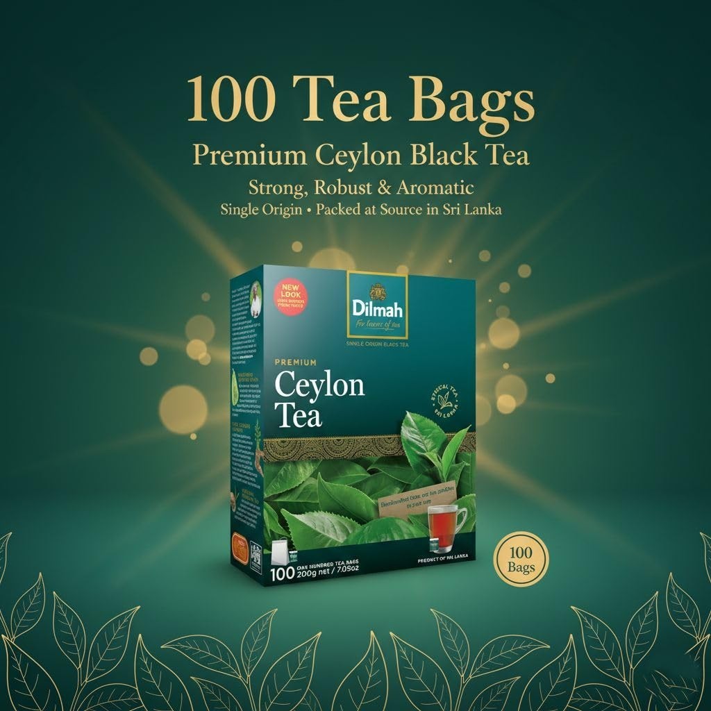 Premium Ceylon Black Tea – 100 Bags (200g) – Pure Sri Lankan Loose Leaf Tea