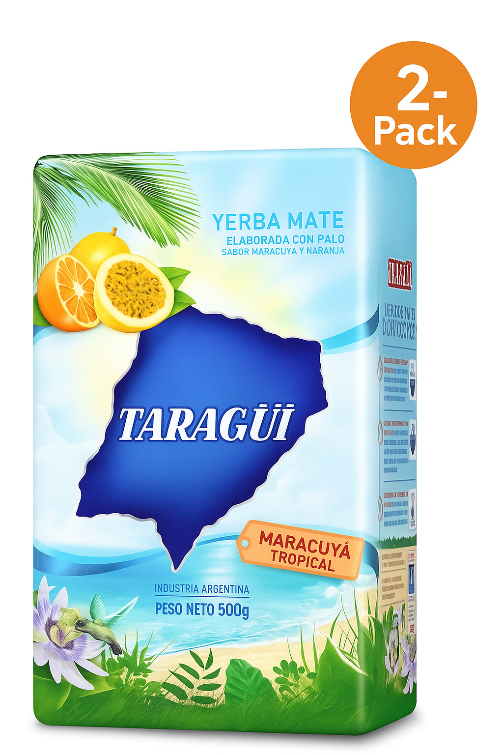 YERBA MATE TARAGUI, 1.1LB/500 G.Naranja de Oriente,Maracuya, Citricos Litoral