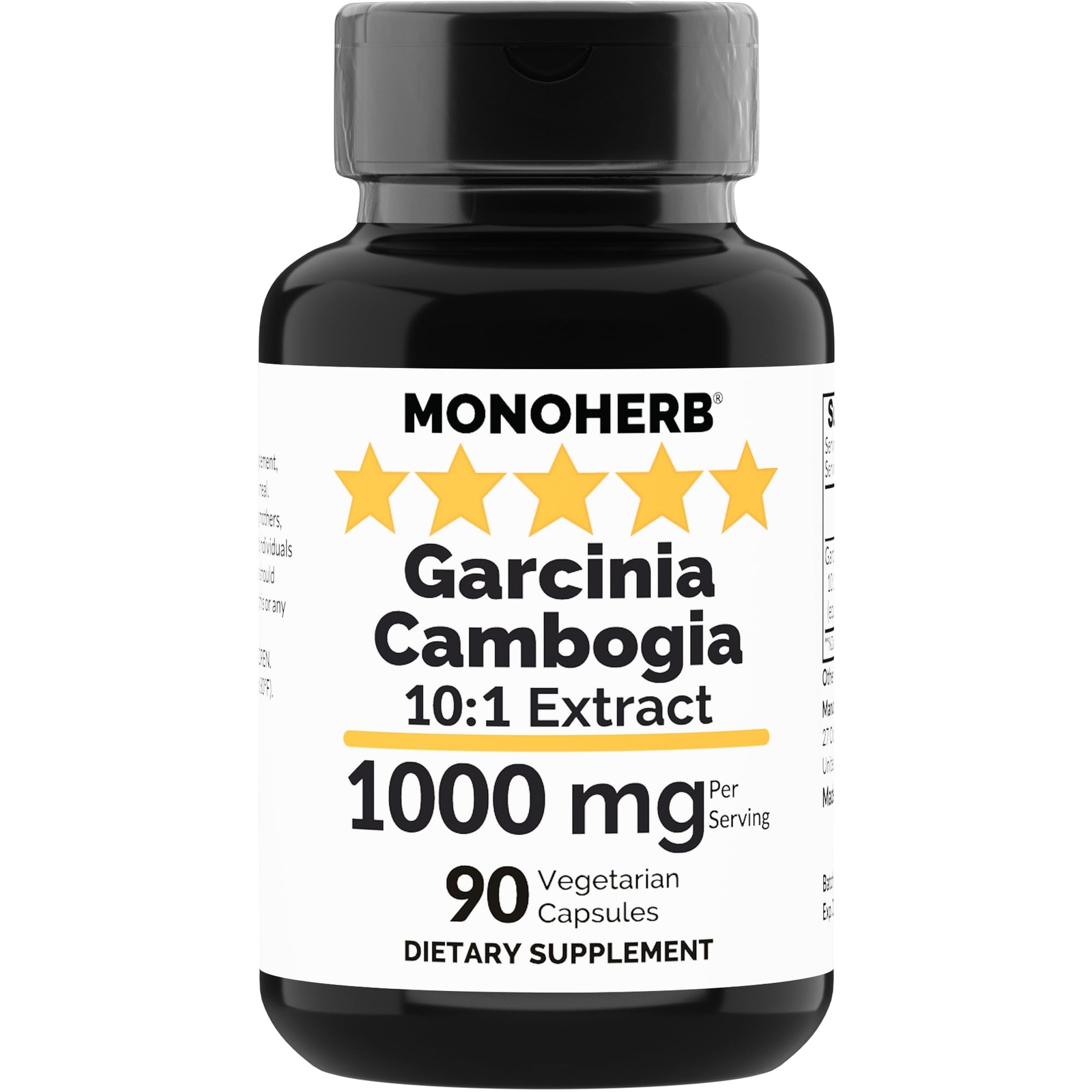 MONOHERB Garcinia Cambogia 1000 mg – 90 Veg Capsules – High Potency 10:1 Extract