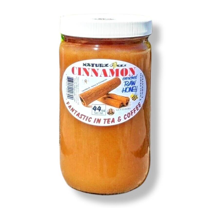 RAW HONEY and CINNAMON 2.75 Lbs / 44oz 100% PURE UNFILTERED USA HONEY