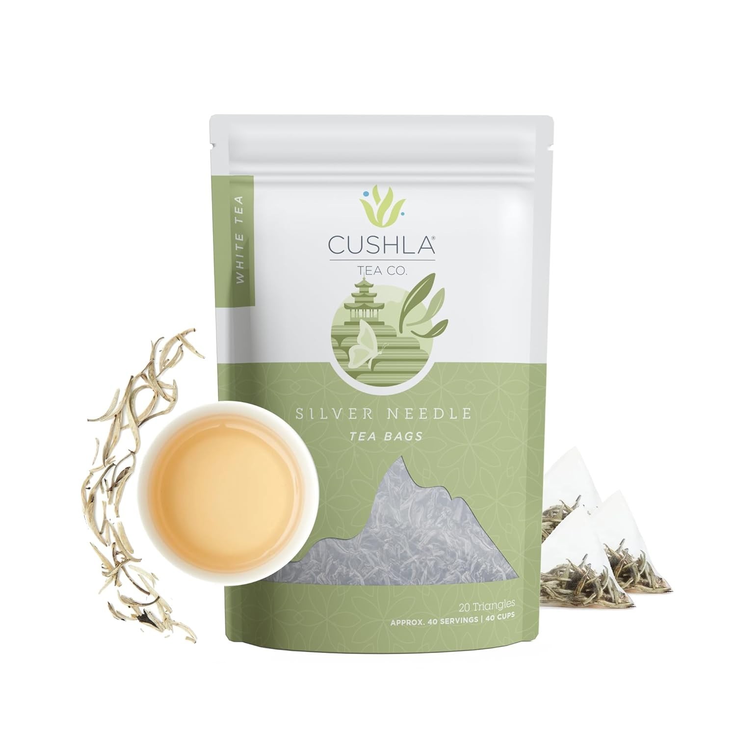 White Silver Needle Tea Bags – Bai Hao Yinzhen Tea Triangles – Silver Tip Tea