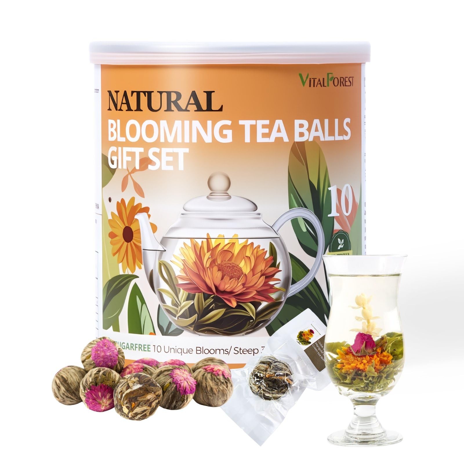 Blooming Tea Gift Set, 10 Unique Varieties Flowering Balls, VitalForest