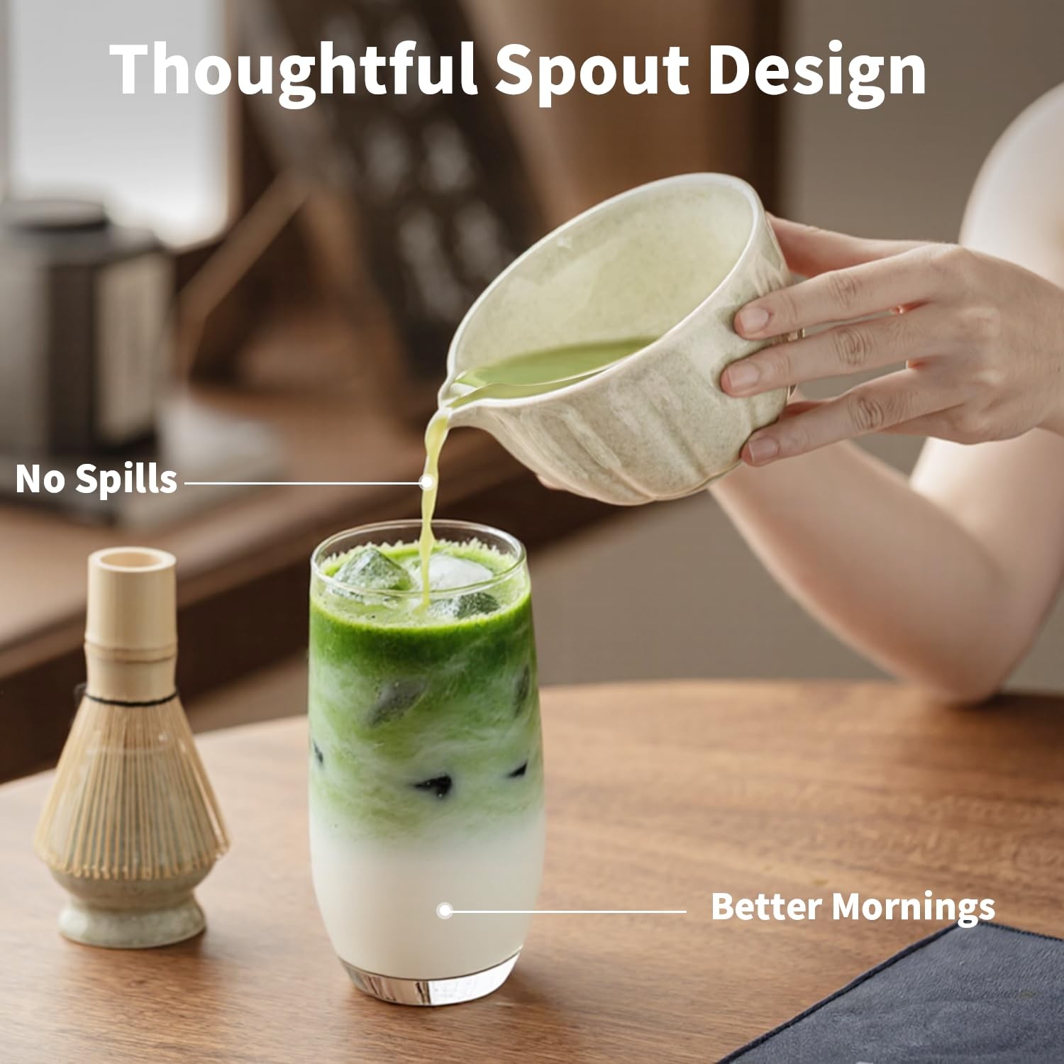 Matcha Whisk Set Ceramic Bowl Tea Ceremony Kit 8 Pc Gift Set for Beginners