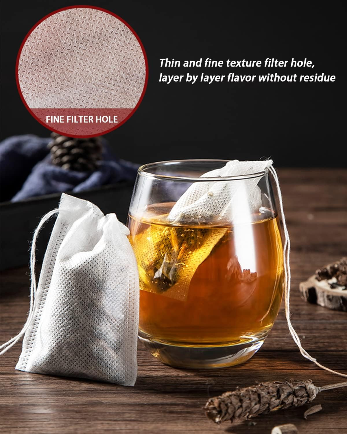 200Pcs Disposable Tea Bags for Loose Leaf Tea, Tea Filter Bags with Free Tea Spo