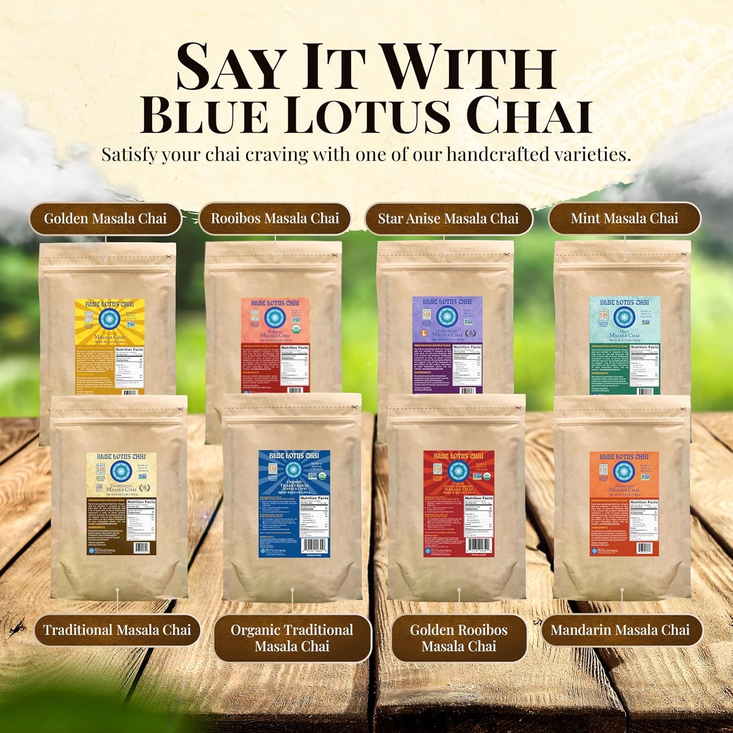Blue Lotus Chai – Fully Organic Traditional Masala – Makes 530 Cups 1 LB