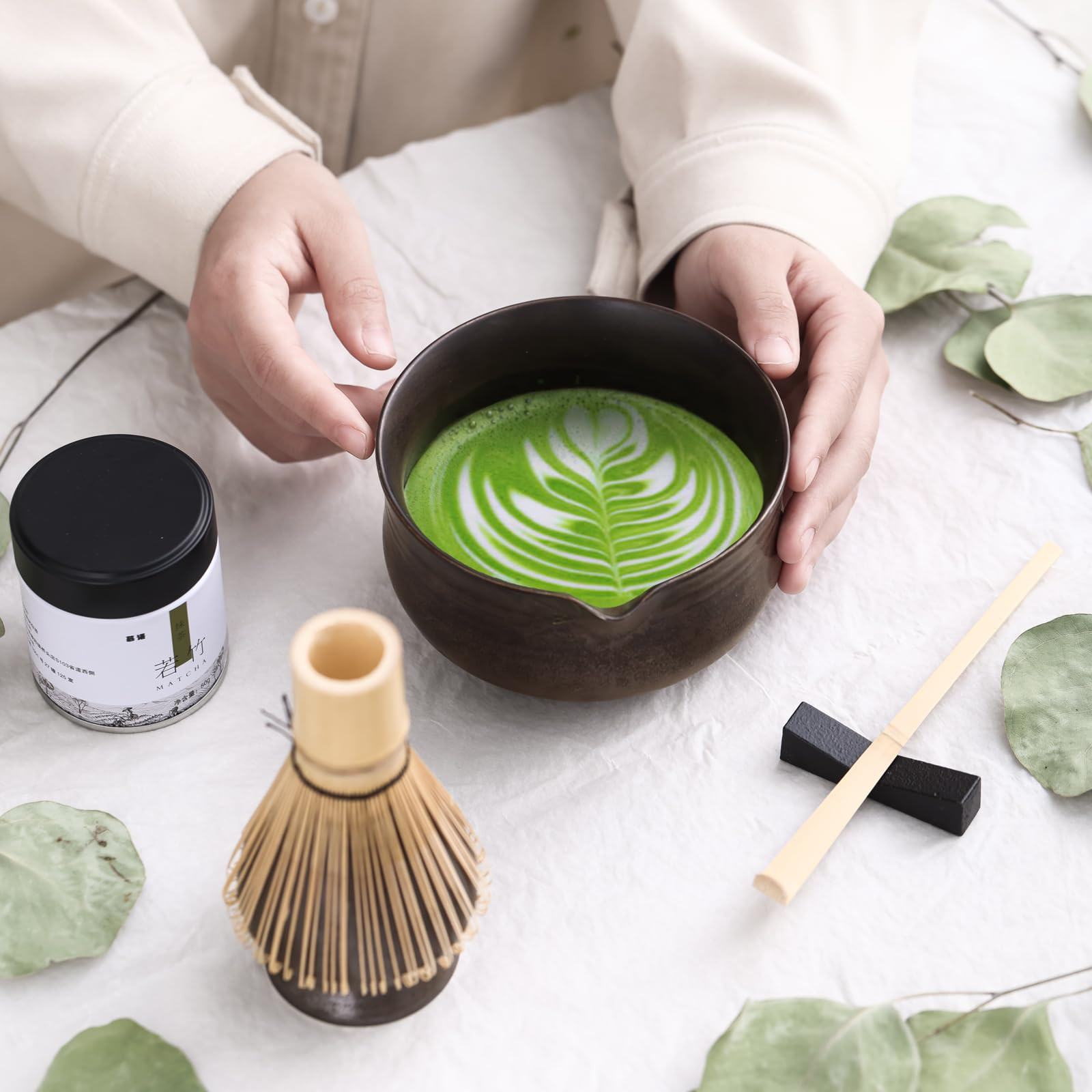 Matcha Set, Japanese Tea Set Includes Matcha Bowl with Spout, Matcha Whisk Ho…