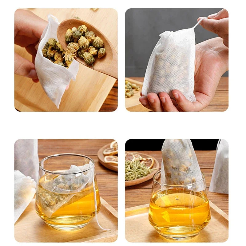 Disposable Teabags Empty Scented Tea Bags with String Heal Seal Filter Paper for