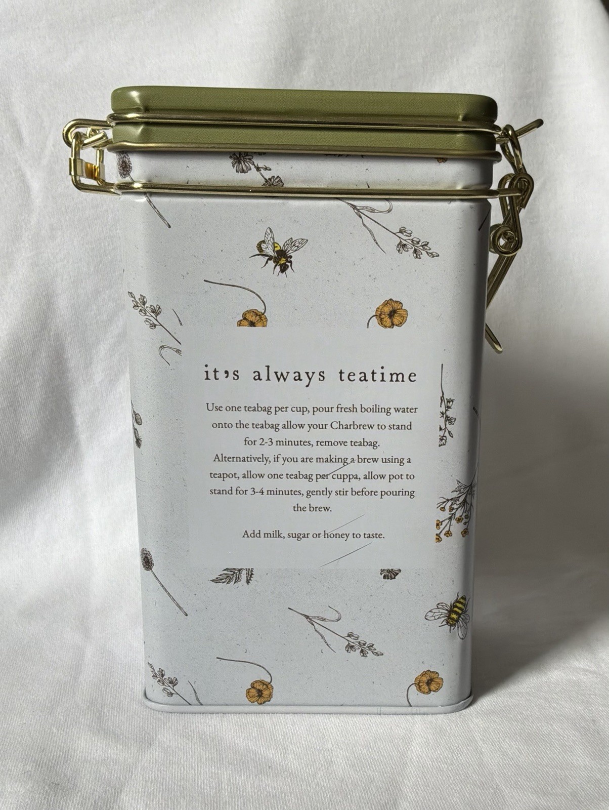 Charbrew Honey & Lemon Green Tea 60 Bags Tin British Pantry
