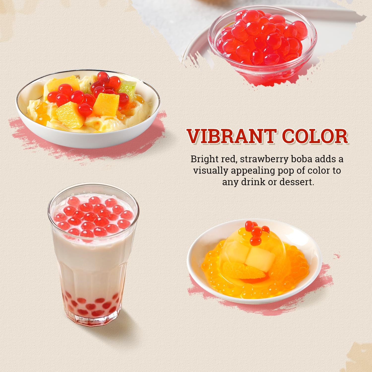 52USA Strawberry Popping Boba 500g, Popping Pearls for Bubble Tea, Beverages,…