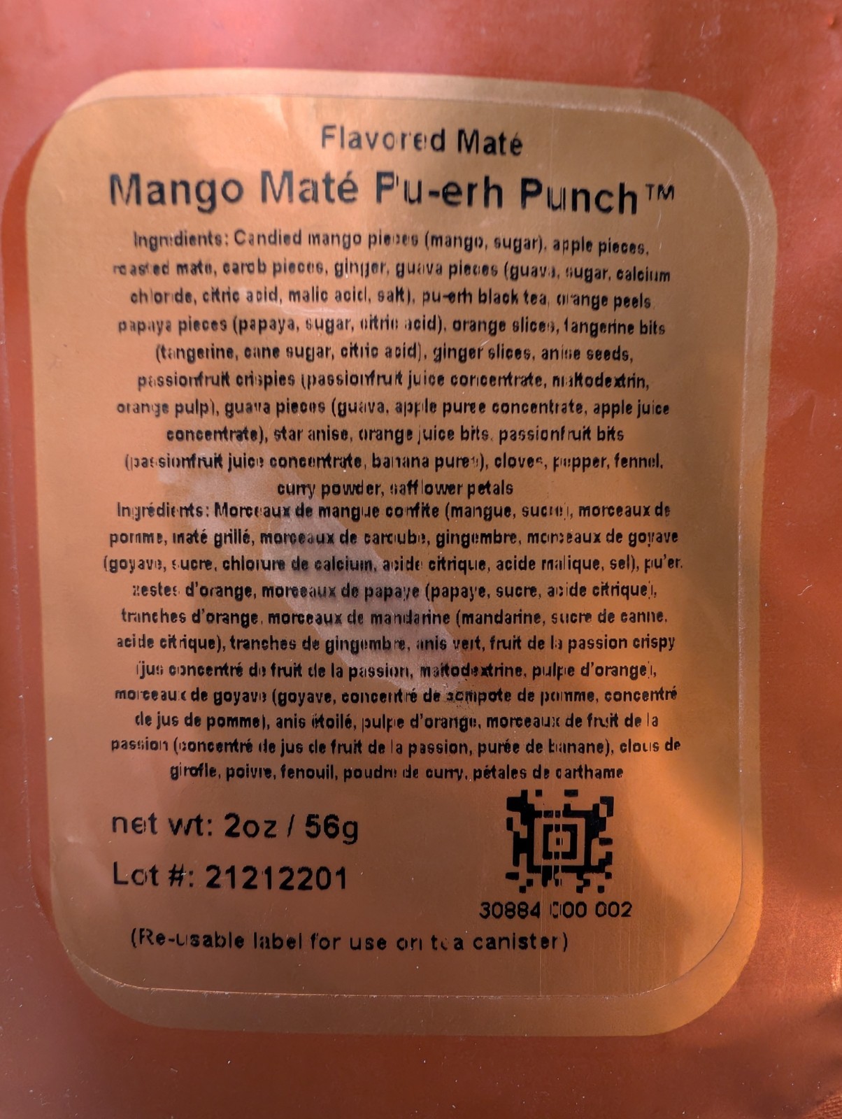Teavana Mango Maté Pu-erh Punch – 2oz 56g SEALED