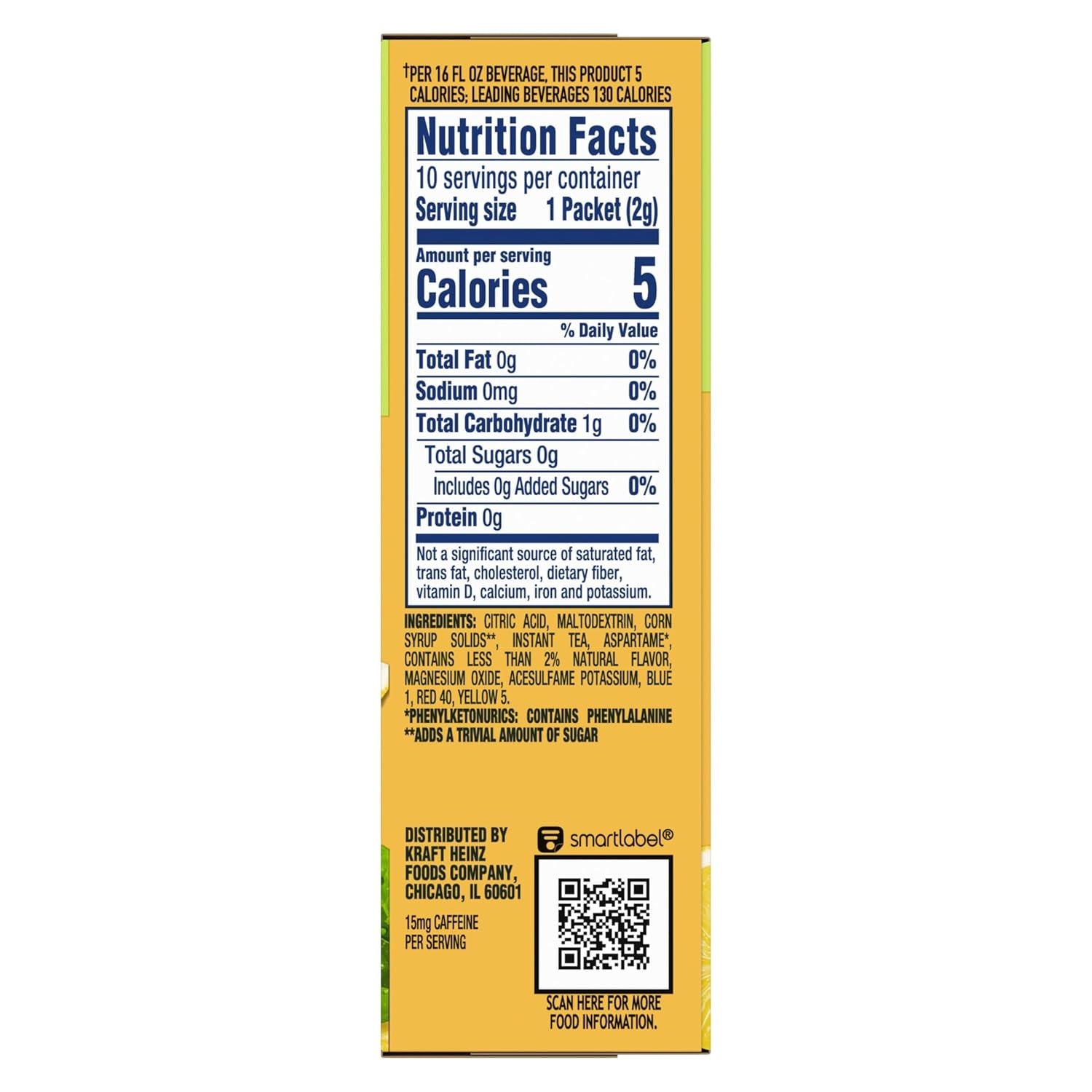 Crystal Light Sugar-Free Lemon Iced Tea On-The-Go Powdered Drink Mix 120 Count