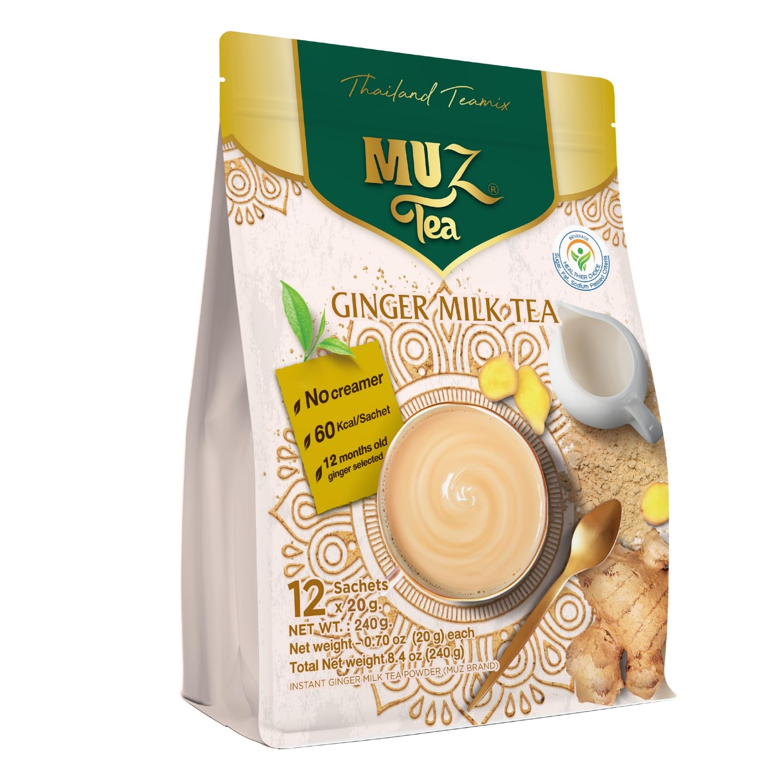Premium Instant Ginger Tea with Real Milk, Coconut Blossom Sugar & Ginger , L…