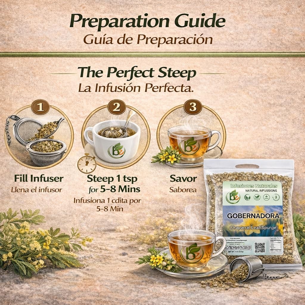 Gobernadora Tea Chaparral Leaf 4 oz with Stainless Steel Tea Infuser – 100% N…