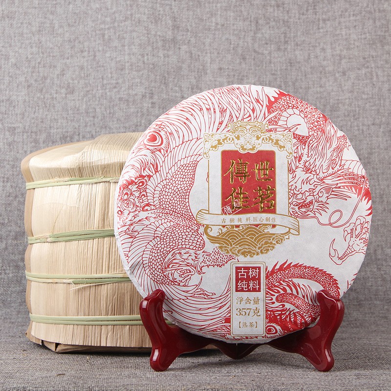 357g Premium Pu’er Dark Tea 2020 Classic Ripe Tea Cake Menghai Ancient Tree Tea
