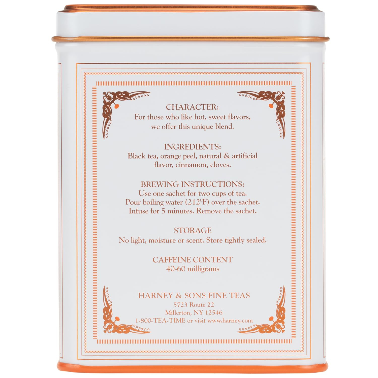 Harney & Sons Hot Cinnamon Spice Tea 20 Sachets Black Tea Kosher Tin