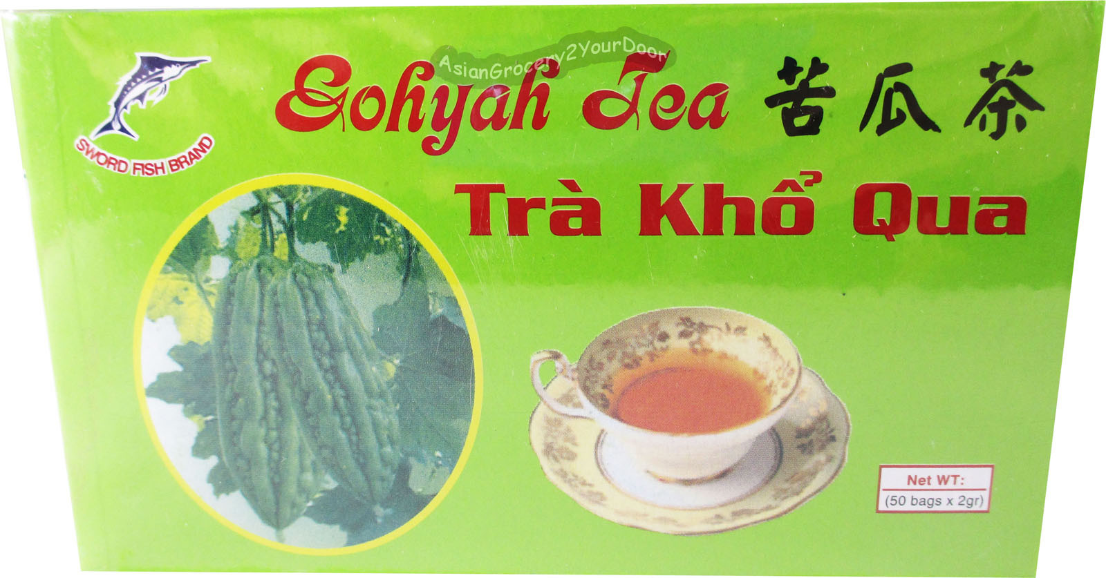Sword Fish Brand Gohyah Tea Bitter Melon Tra Kho Qua 100g