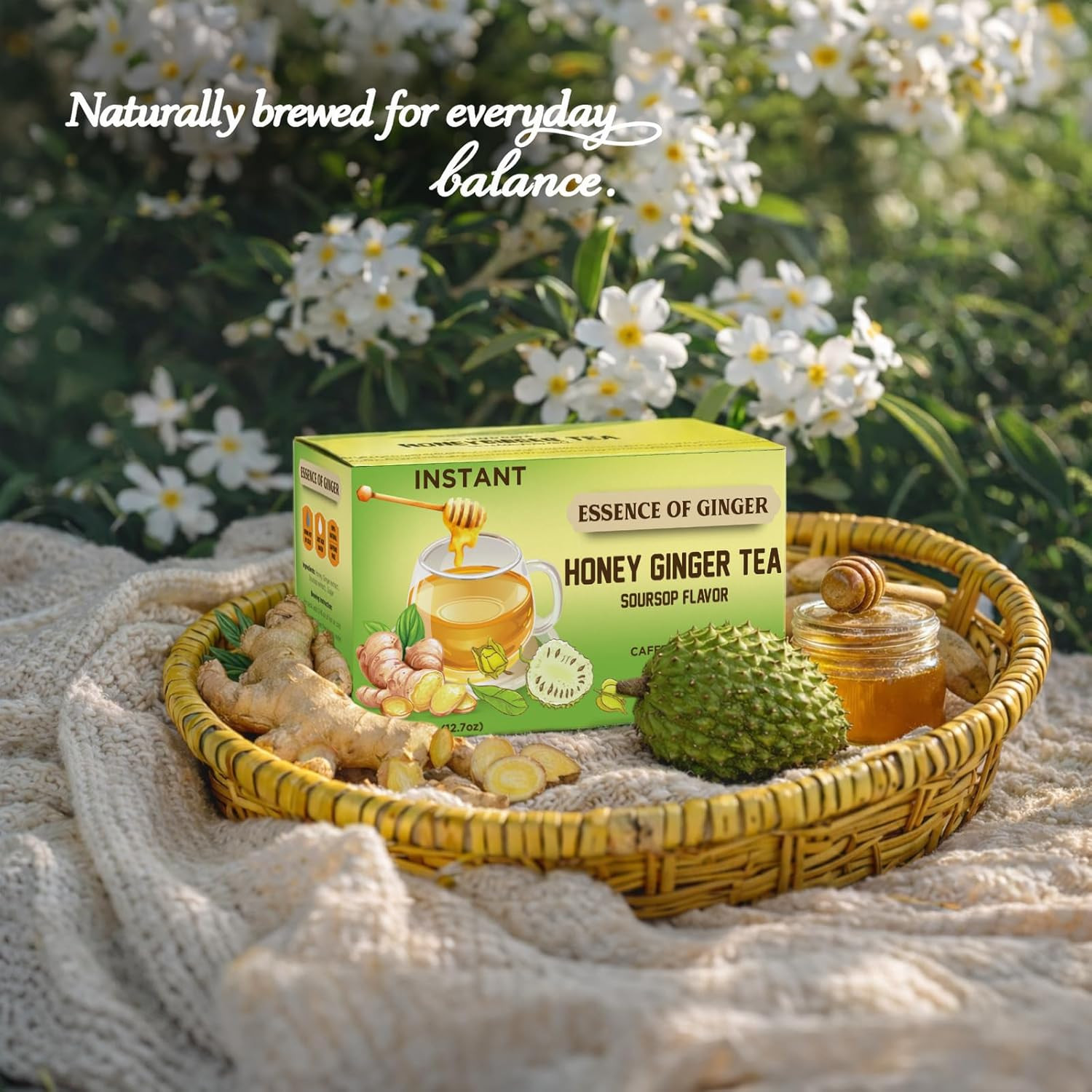 Essence of Ginger Honey Ginger Soursop Herbal Tea 20 Instant Tea Powder Packets