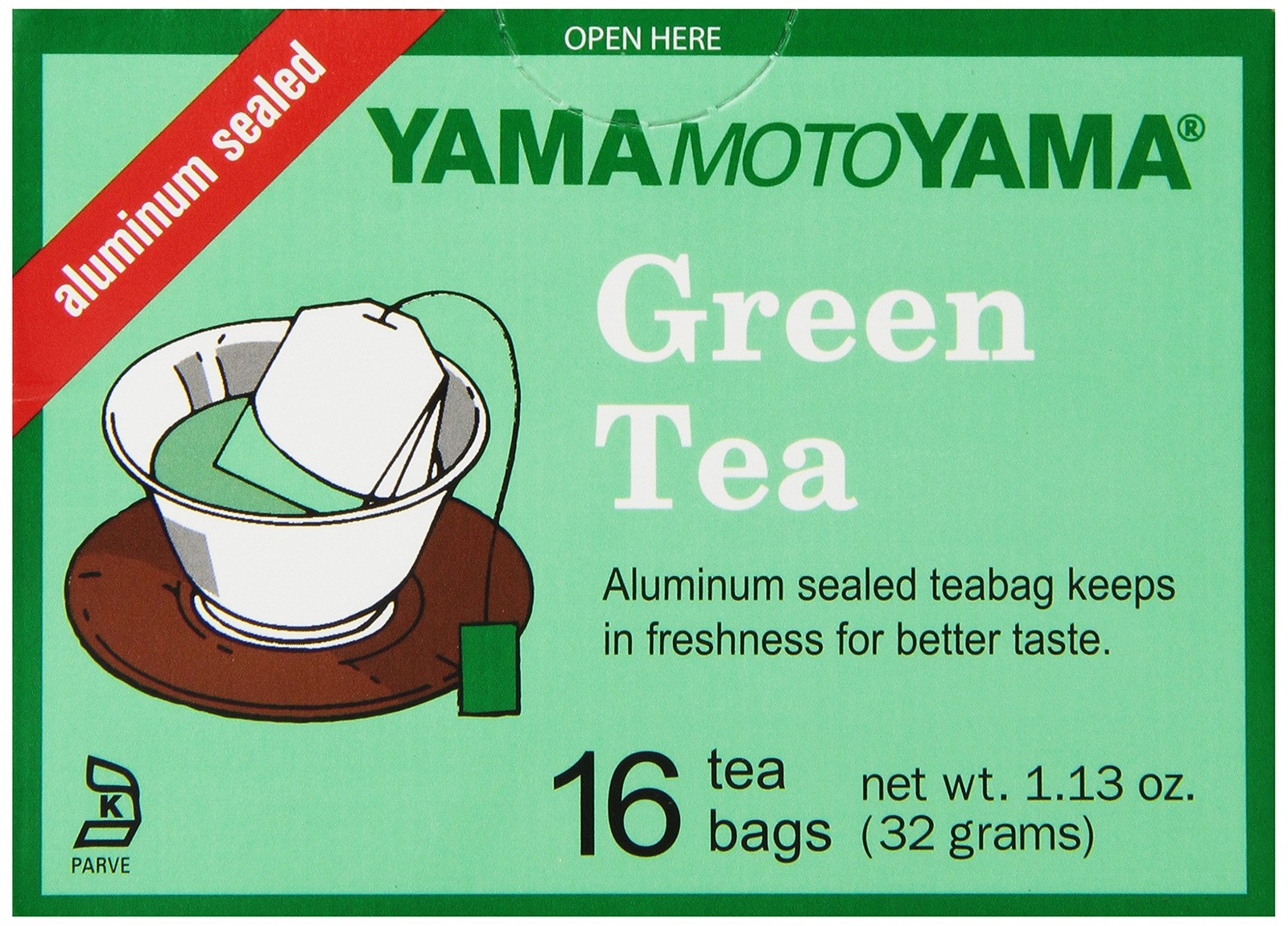 Yamamotoyama Green Tea Bags, 1.13-Ounce (Pack of 6) 16 Count