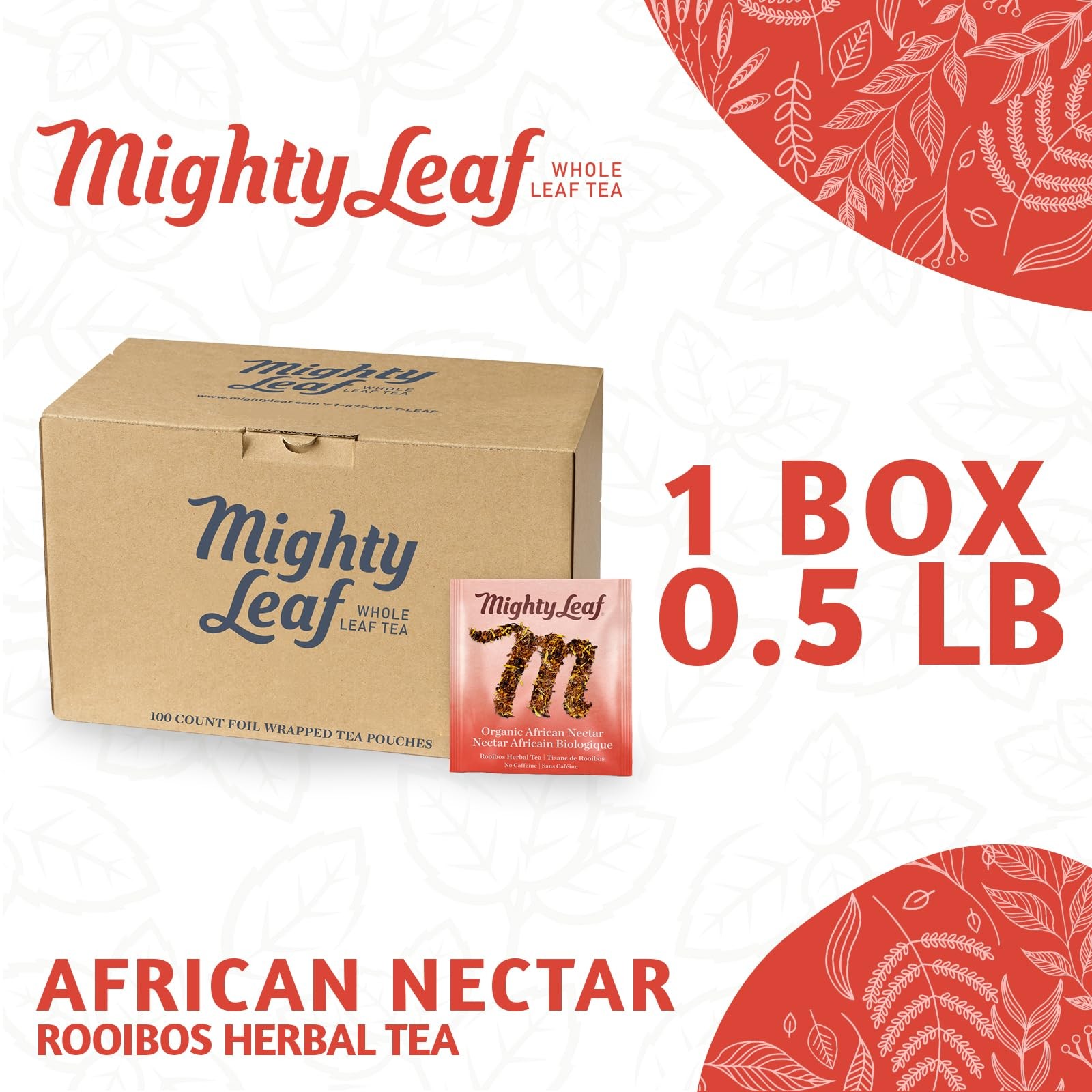 Organic African Nectar Tea Bags – 100 Count Herbal Rooibos Infusion