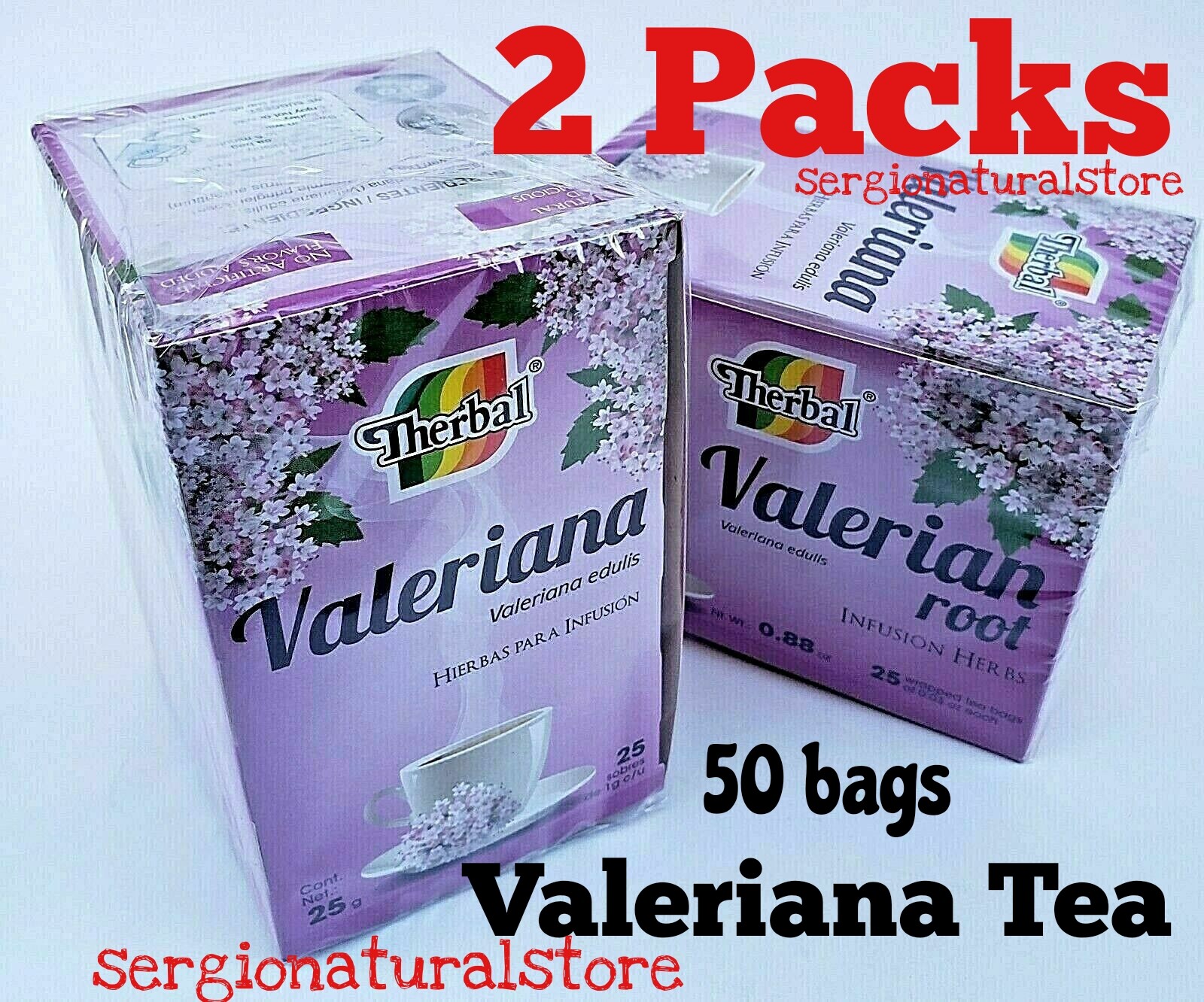 2 Packs VALERIAN TEA 50 BAGS TE DE VALERIANA (Valerian edulis) Made in Mexico