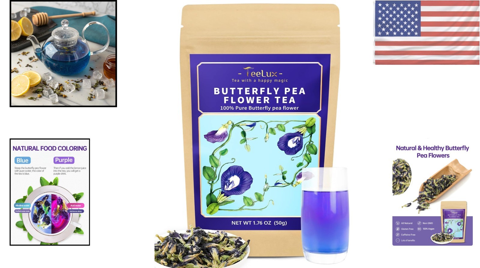 1.76 Oz Butterfly Pea Flower Tea – Natural & Versatile Food Colorant
