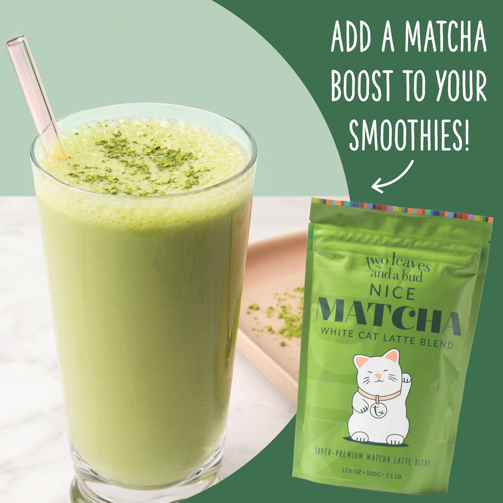 Two Leaves and a Bud Nice Matcha Sweetened Latte Blend, Japanese Matcha Latte…