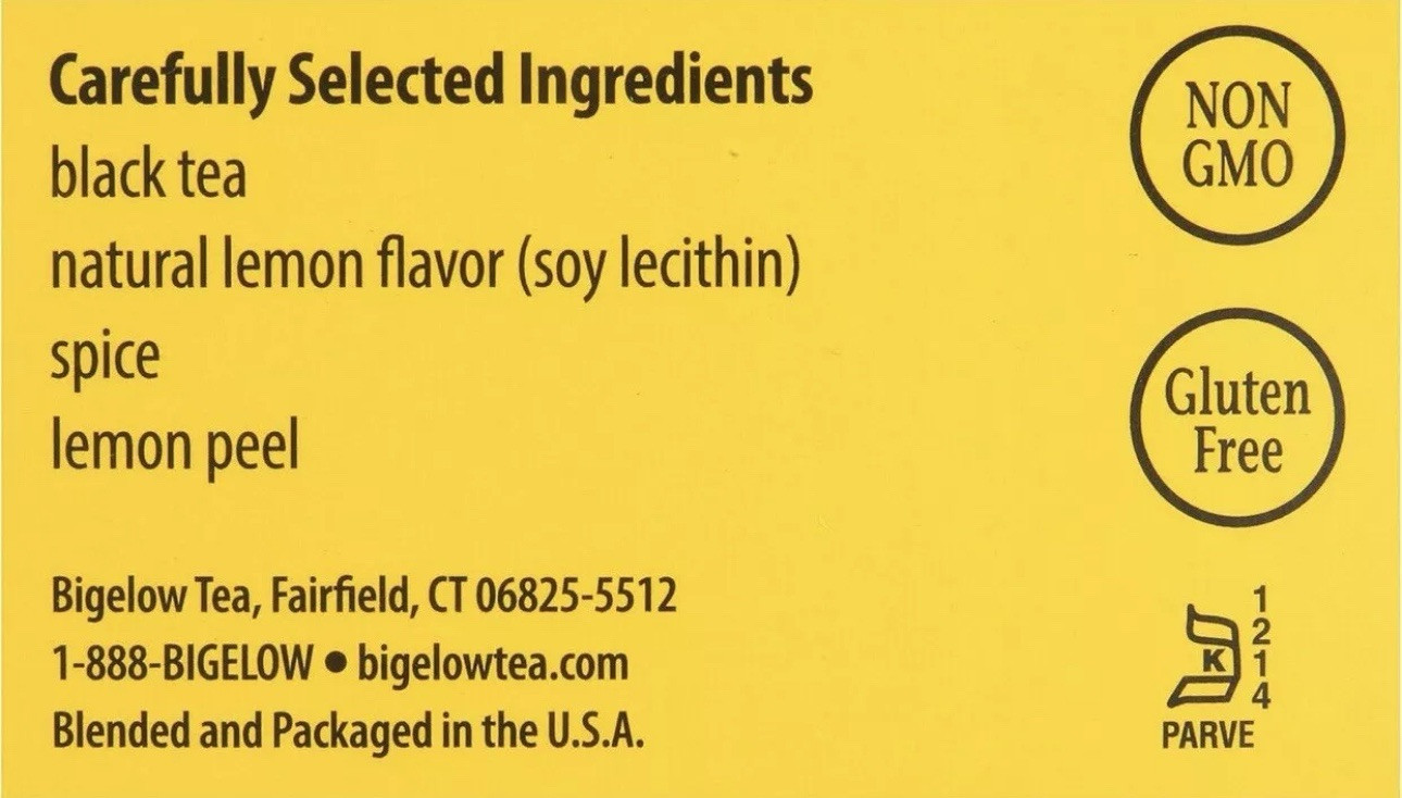 Bigelow Lemon Lift Black Tea, 28 standard tea bags/Box, 6 packs