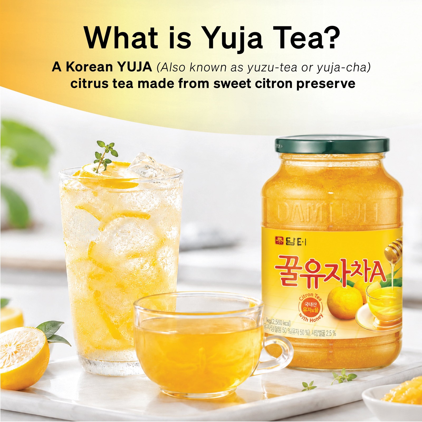 Damtuh Korean Honey Citron Tea – Yuzu Marmalade Fruit Spread Drink Base, 35.2 oz