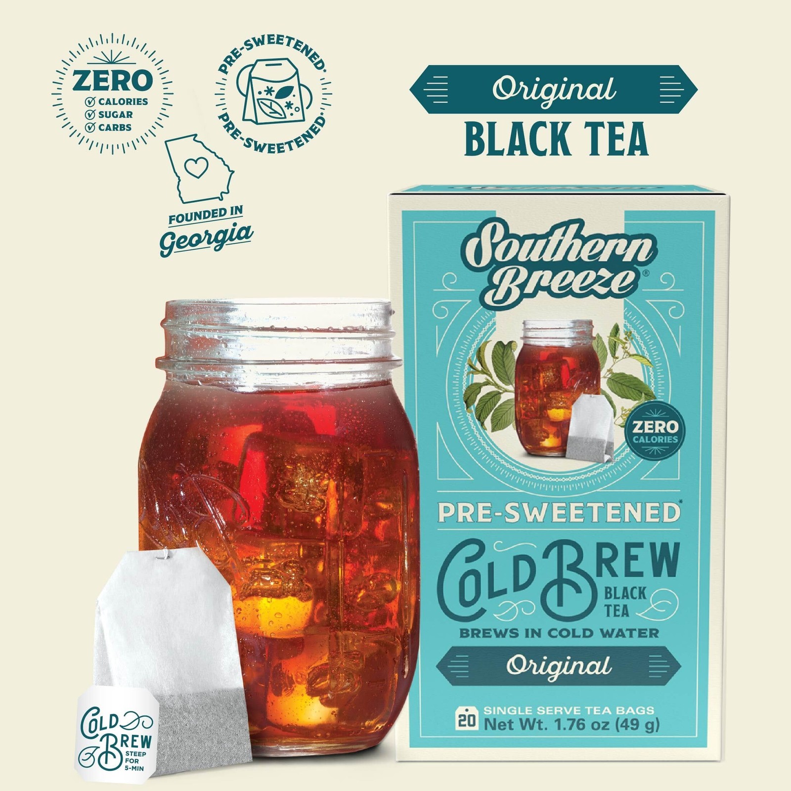 Cold Brew Sweet Tea Original Iced Tea with Black Tea and Zero Carbs Zero Suga…