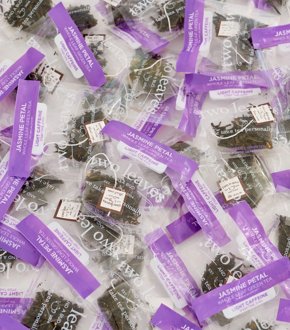 Organic Variety Pack Of 50 Single Packaged TWO LEAVES AND A BUD Tea Sachets