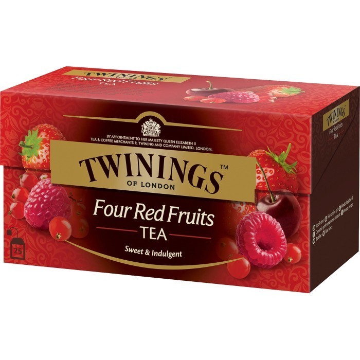 🍓 TWININGS Four Red Fruits Tea 4-PACK (100 BAGS TOTAL) Berry-Infused Black Tea