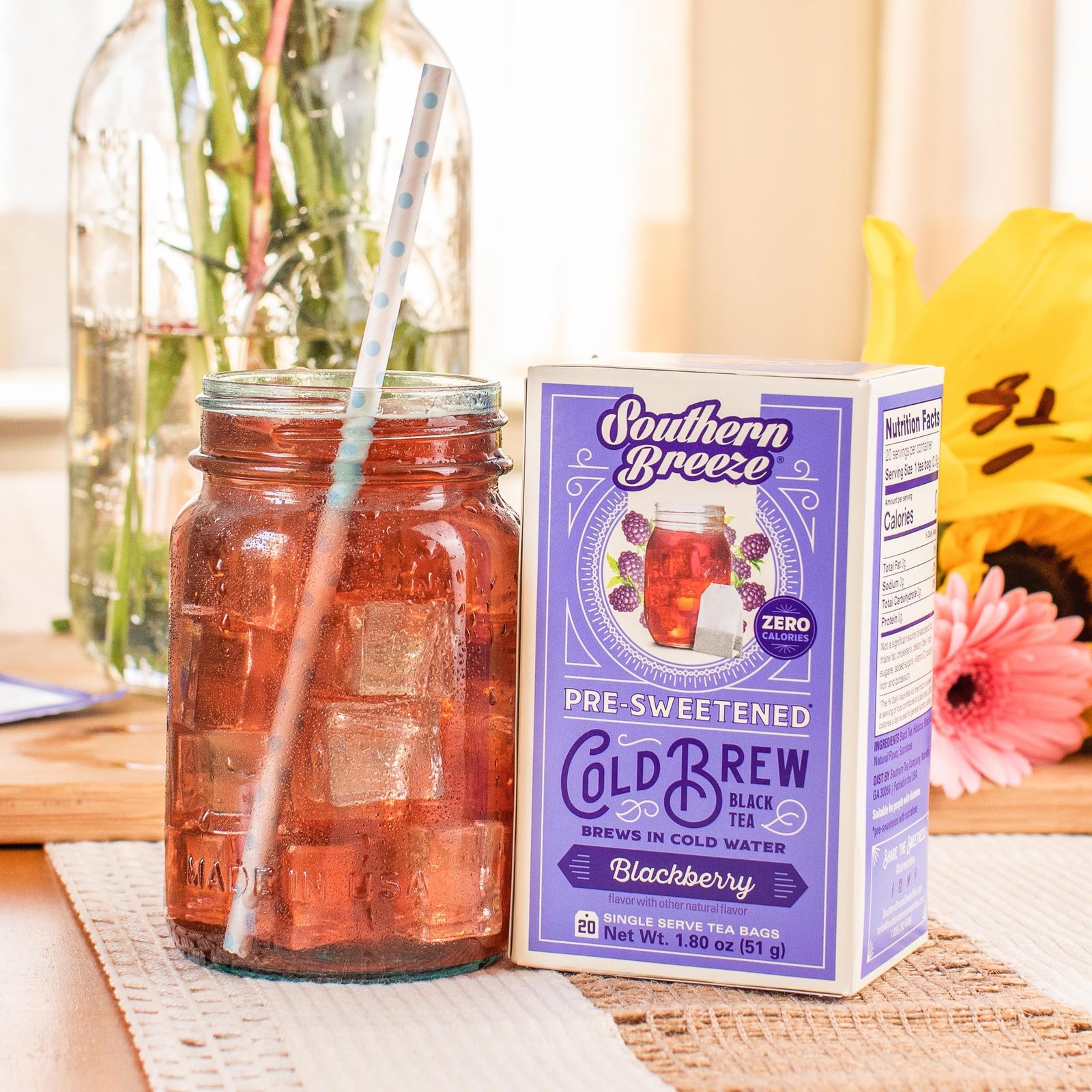 Cold Brew Sweet Tea Blackberry Iced Tea with Black Tea and Zero Carbs Zero Su…