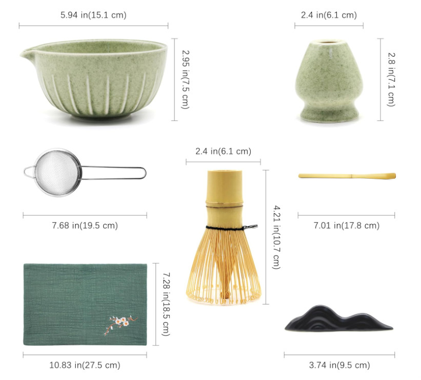 Matcha Whisk Set 7 Pcs – Ceramic Matcha Set – Elegant Matcha Kit Gift for Women