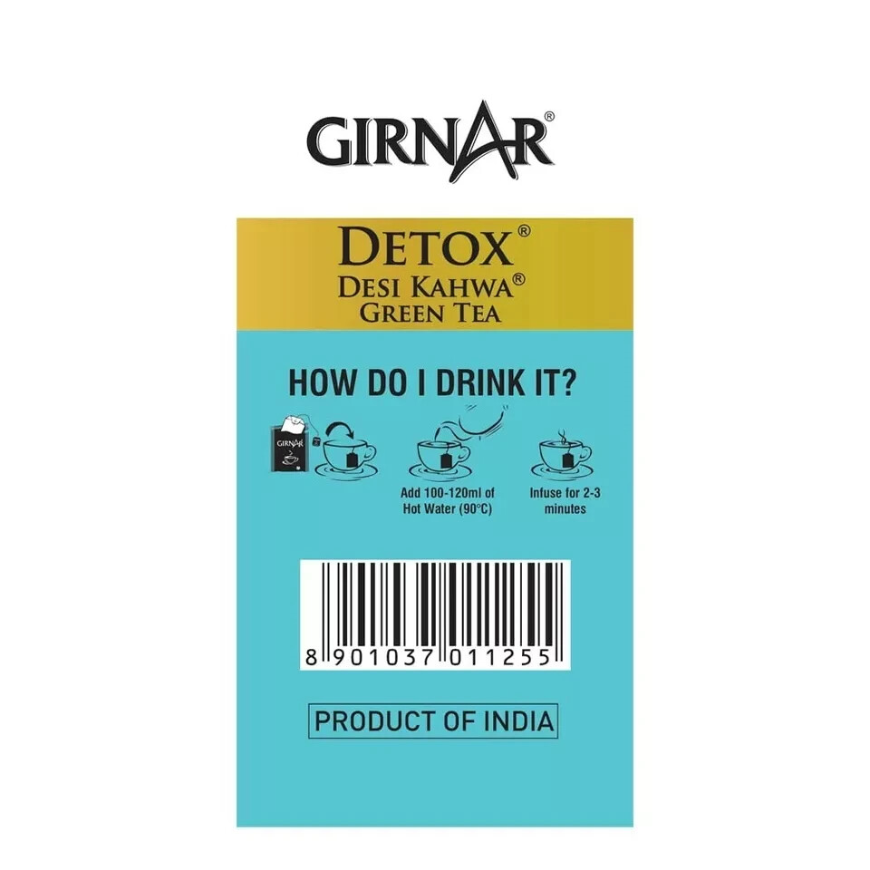 Girnar Food & Beverages Pvt. Ltd. Detox Green Tea – Desi Kahwa (36 Tea Bags) 90g