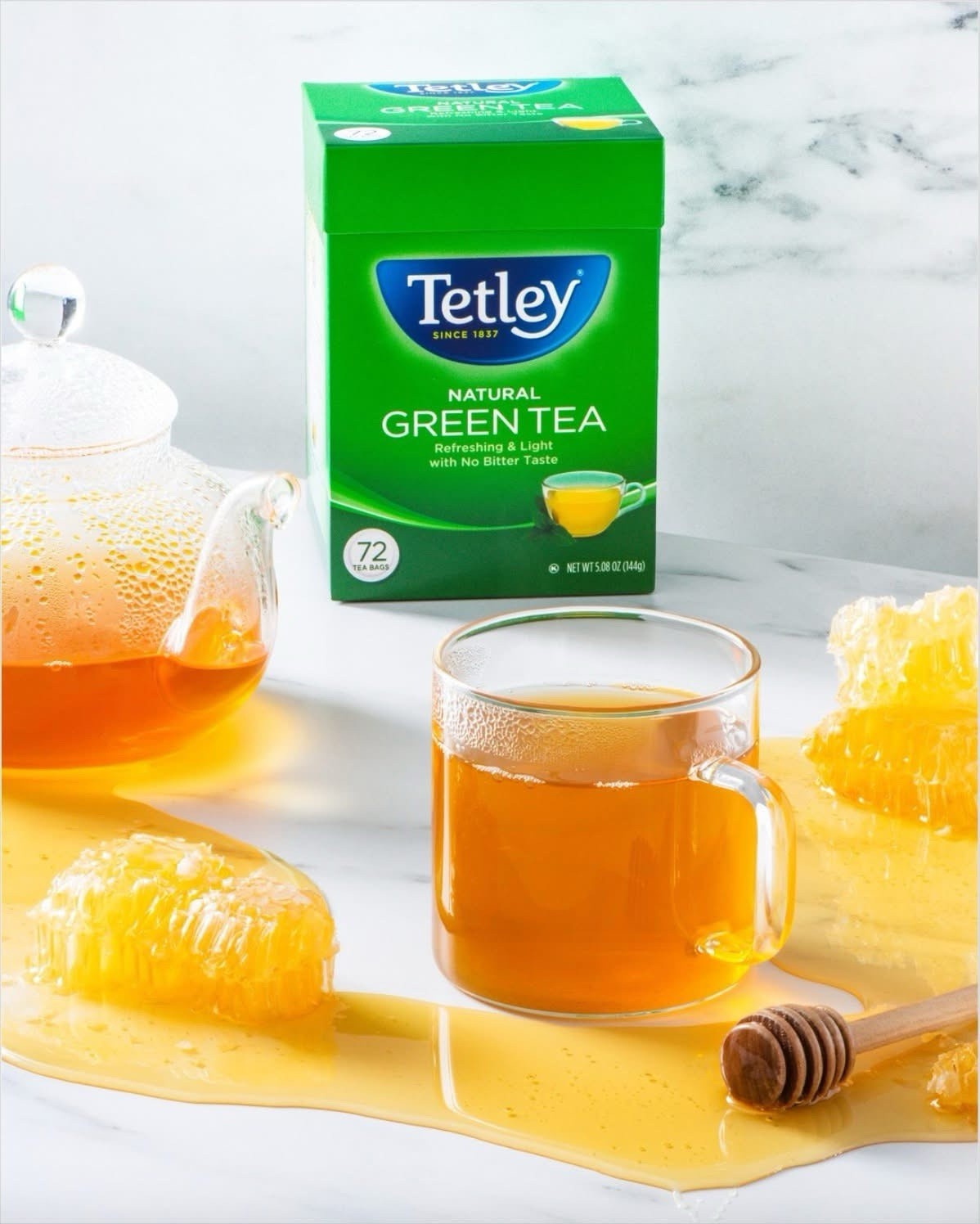2 Box – Tetley All Natural Green Tea, 72 Count Tea Bags Per Box. Natural.