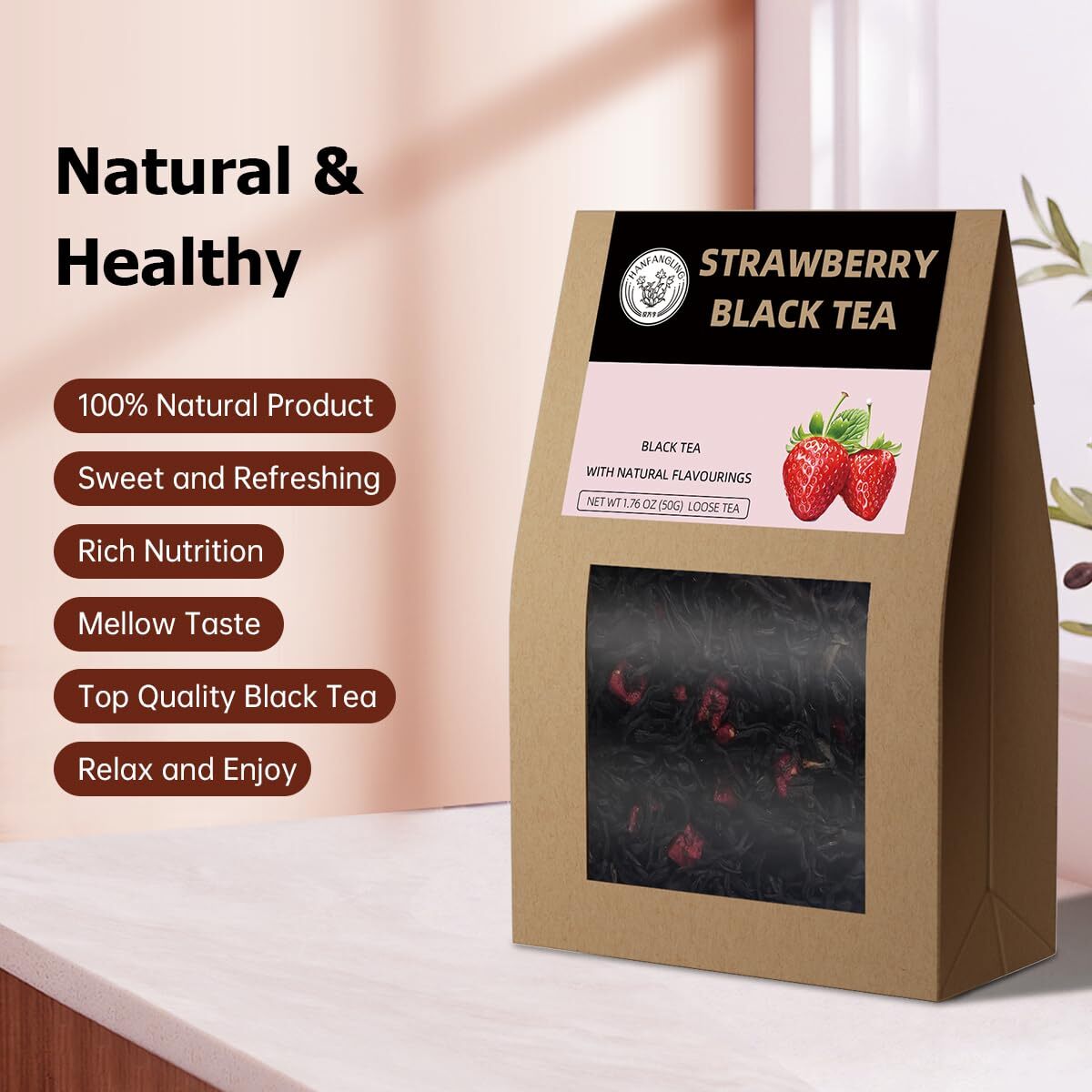Strawberry Black Tea 100% Natural Loose Leaf Blend Of Strawberry Fruit And Bl…