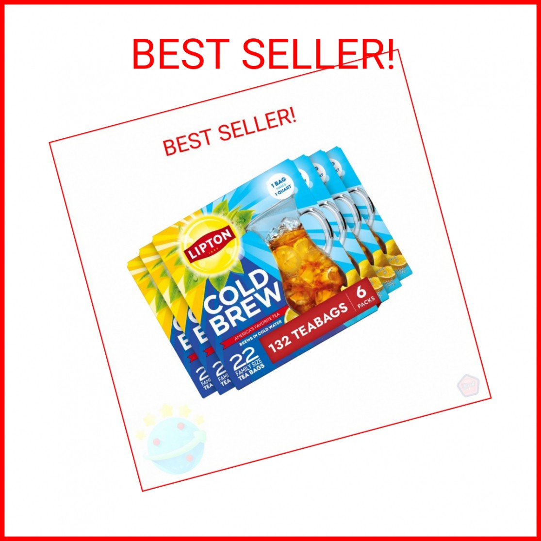 Lipton Cold Brew Black Tea Bags Family Size 6-Pack 132 Total Bags Rainforest All