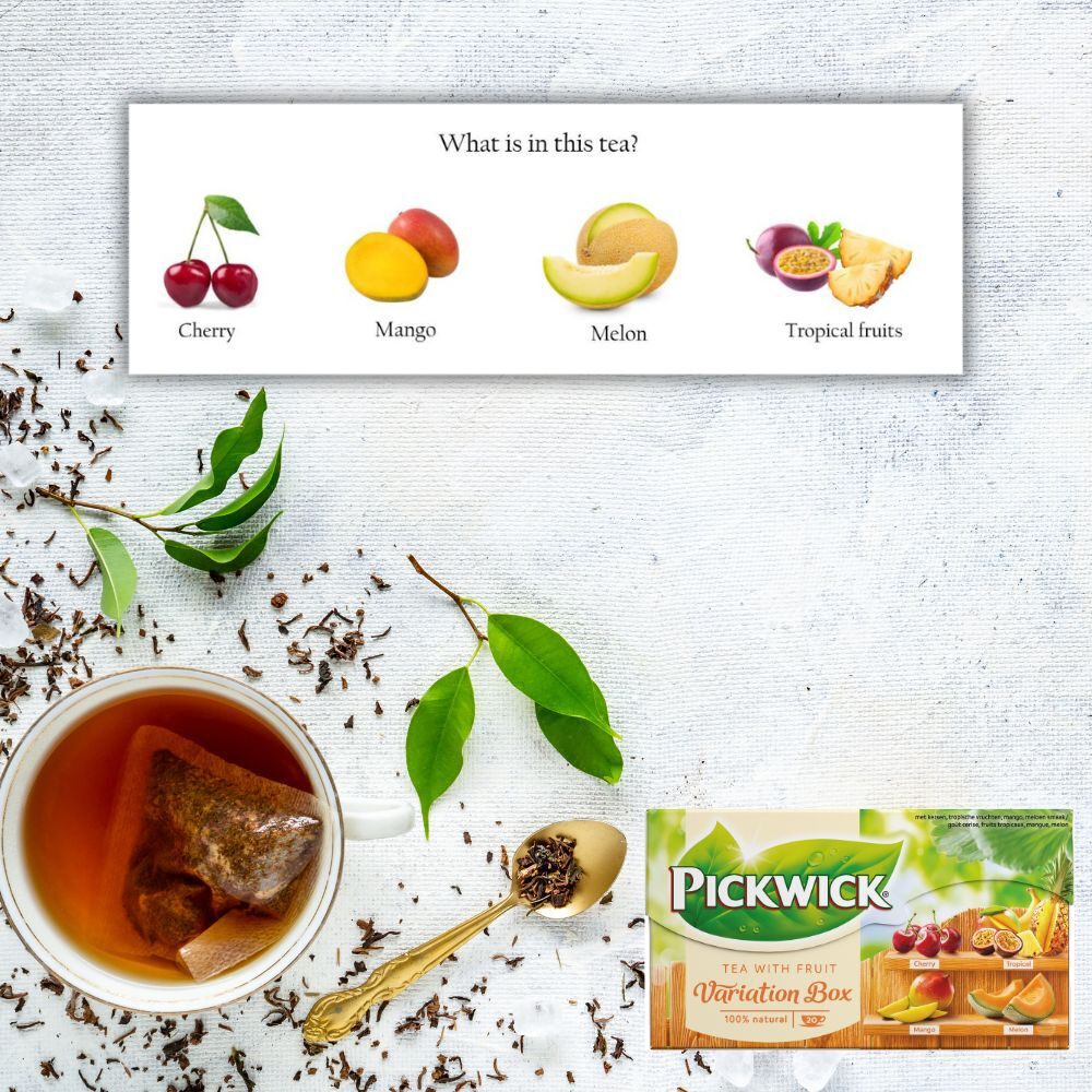 Pickwick Fruit Tea Collection – Cherry, Mango, Melon & Tropical Fruits – 20 tea