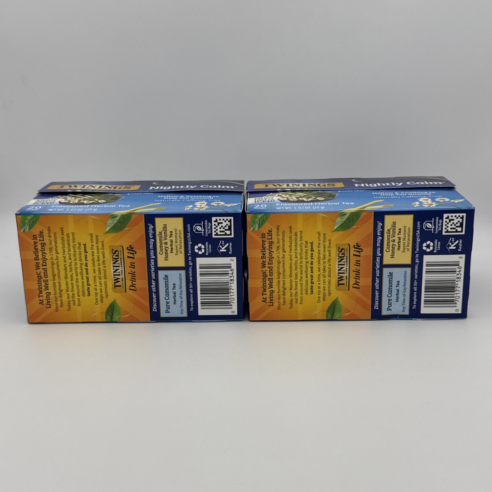 2 Pack – Twinings Nightly Calm Herbal Tea Bags – 20 Count Each Box