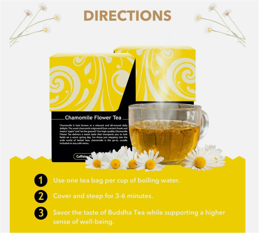 Buddha Teas Chamomile Flower Tea 18 Count Caffeine Free Organic Herbal Blend