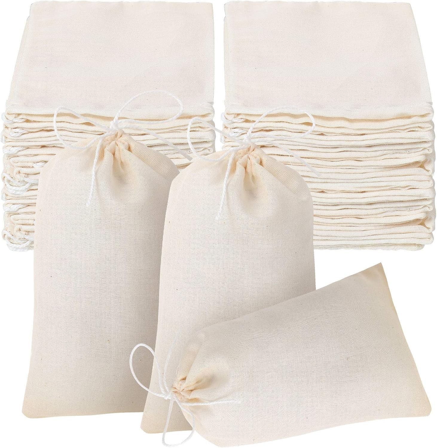 50 Pcs Cheese Cloth Tea Bags 4 x 6 Inch Straining Reusable Tea Filter Loose