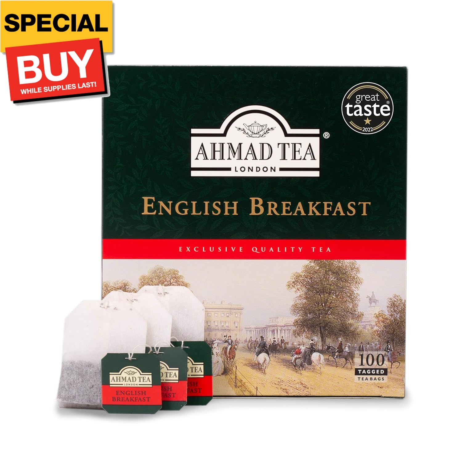 Black Tea, English Breakfast Teabags, 100 ct – Caffeinated and Sugar-Free