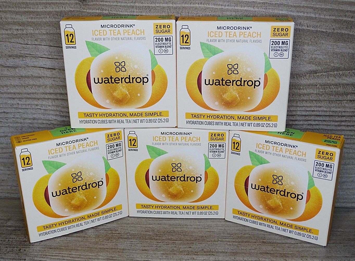 Lot of 5 Waterdrop Microdrink Iced Tea Peach – 60 Servings Total – Zero Sugar