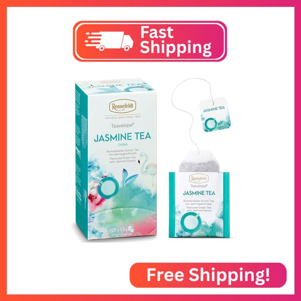 Ronnefeldt Teavelope Jasmine Tea – Green Tea Bags Individually Wrapped, 25 Count