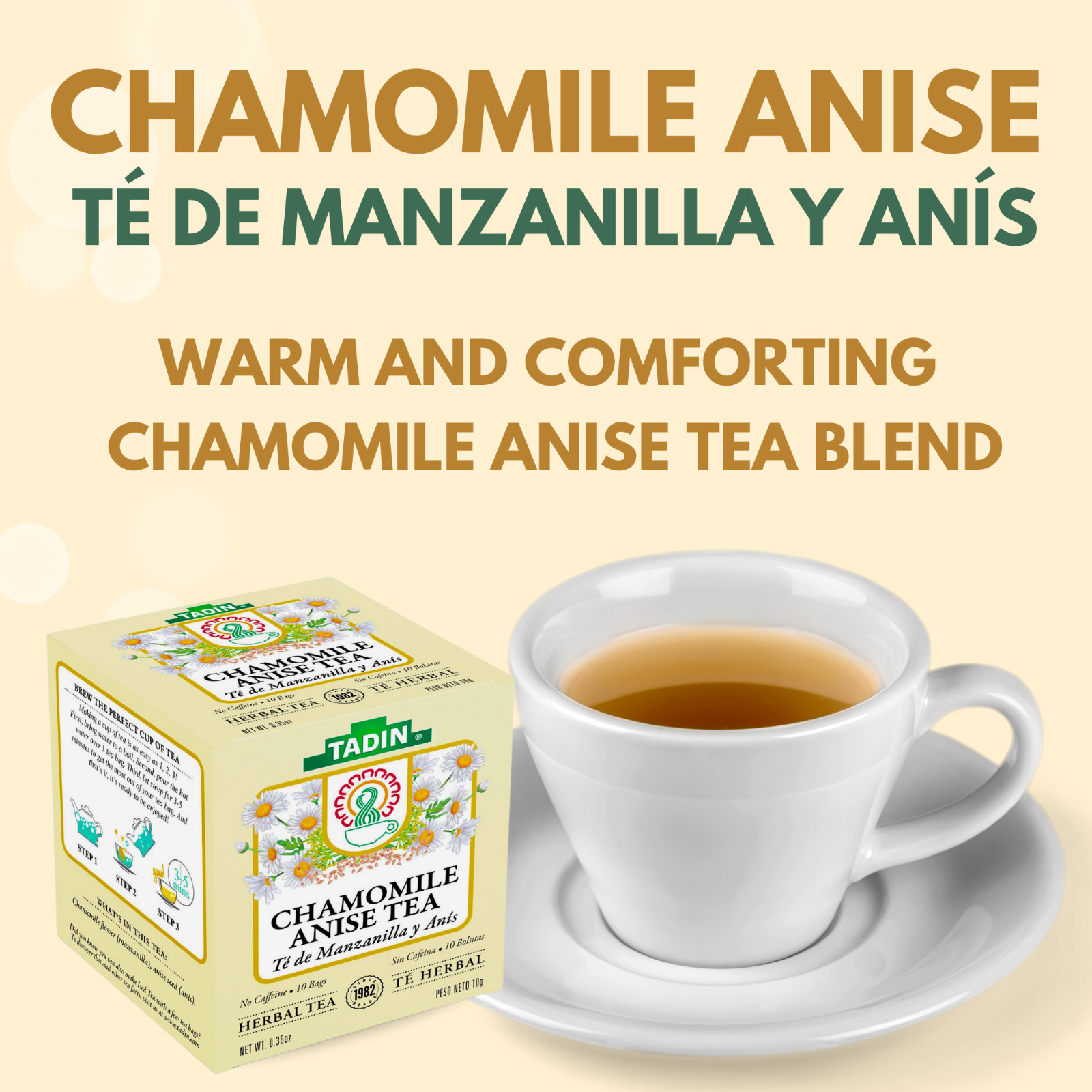 Tadin Chamomile Anise Herbal Tea 6 Boxes Of 10 Bags Per Box (60 Bags)