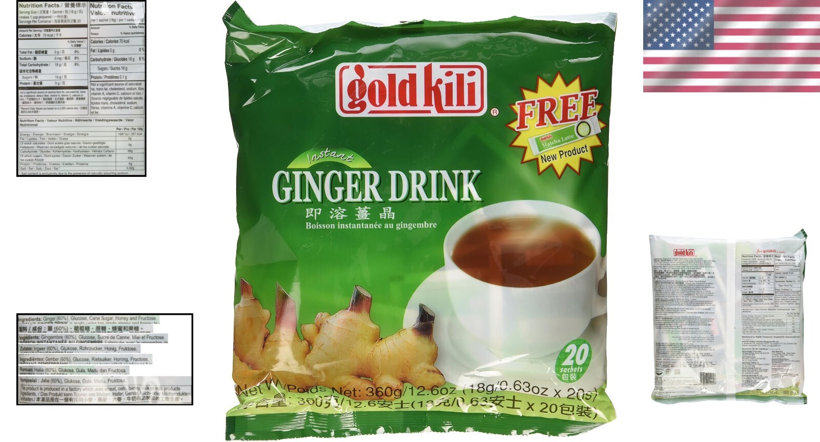 Revitalize with Instant Ginger Drink – 40 Sachets with Honey for Digestion